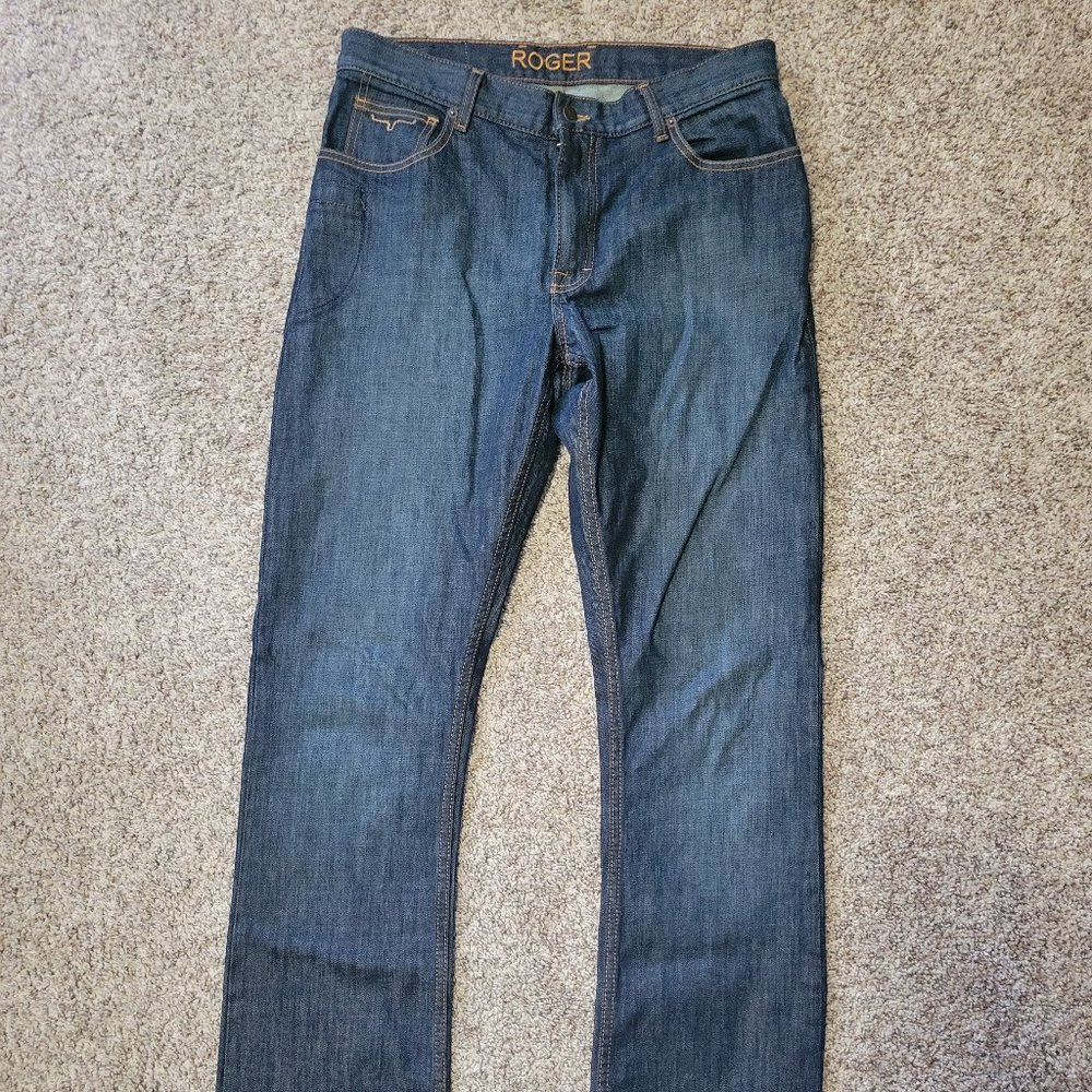 Kimes Ranch Men's Roger Dark Wash Stretch Slim Bootcut Jean 33x34